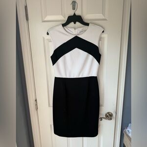 Calvin Klein Black and White Sheath Midi Dress size 4